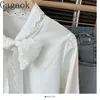 Damenblusen Gagaok French White Court Style Langarmshirt Damen Frühling Herbst 2024 Design Sense Bow Lace Western-Stil Top