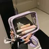 Kvinnor mode transparent crossbody mini fyrkantig handväska flickor damer dekorativa liten klar pvc telefon stadion godkänd slingväska 240117