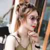 Sunglasses New Fashion Metal Personalized Trendy Style Hollow Sun Visor Large Frame Gradient for Women