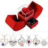 Gåva till kvinnor Eternal Rose Present Box /W Heart Necklace I Love You to the Moon and Back Flower Jewelry Box för Valentine Wedding 240117