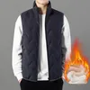 Épaissir agneaux laine hommes hiver gilet décontracté coupe-vent col montant sans manches manteau homme 2023 grand solide matelassé mode gilet 240116