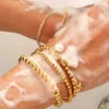 Bedelarmbanden 2023 Populaire vergulde zilveren kleur elastische kralen armbanden armbanden voor dames waterdichte roestvrijstalen kralen kettingarmband