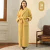 Mulheres sleepwear 2024 inverno mulheres grossas roupão quente manga longa roupão fofo turn down colarinho velo chuveiro robe sólido homewear