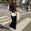 Kış Sıcak İnce Külot Kazak Elbise Moda Örgü Pamuk Dres Uzun Kollu Oneck Kılıf Anklelength 240117