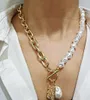 KMVEXO Collana con catene di perle irregolari barocche vintage 2020 Collana con ciondolo geometrico Aangel Amore Collane per donne Gioielli punk7817208