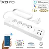 Power Cable Plug WiFi Smart Power Strip Surge Protector med 4 smarta pluggar 4 USB -portar Förlängningssladdarbete med Alexa Google Assistant YQ240117