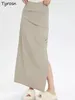 Rokken Europese stijl cargo maxi dames zijsplit sexy chic streetwear mode all-match pure elegante dame vintage casual zomer