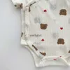 Ensembles 2023 Été Nouveau bébé Body à manches courtes + chapeau mignon animal imprimé nouveau-né les vêtements pour tout-petits garçon ours jume