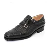 Sapatos de vestido Hubu High-end Custom Importação Crocodilo Crânio Homens Masculino Negócio Cabeça Redonda