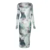 Casual Jurken Dames Tie Dye Print Mouwloze Bodycon Maxi Tank Y2k Zijsplit Knielengte Lange strandfeestjurk