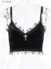 Women's Blouses Shirts Velvet Mall Goth Crop Tops Black Lace Trim Emo Alternative Aesthetic Crop Tops Women Backless Sexy Strap Tanks YQ240117