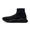 Designer Knit Sock Casual Chaussures Speeds Trainer Hommes Femmes Glitter Bleu Baskets Speed 1.0 2.0 Graffiti Lace Up Triple Noir Blanc Clear Sole Luxe Bottes Plates Baskets