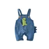 Baby Denim Overalls Fall Children's Small Dinosaur Romper Casual Pants 0-3 Women's Treasure Washed Denim Pants