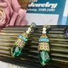 Boucles d'oreilles Vintage de tempérament cristal vert avec strass, crochet d'oreille pour femmes et filles, accessoires de bijoux