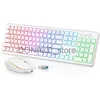 Keyboards Jomaa Type-c Wireless Keyboard and Mouse Combo RGB Backlit Rechargeable Full-Size Ergonomic 2.4G Keyboard and Mouse Comb J240117