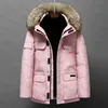 Piumino invernale di design gilet gilet in piuma d'oca Parka Homme Jassen Chaquetas Capispalla Pelliccia di lupo con cappuccio Fourrure Manteau Wyndham Giacca canadese Cappotto gilet