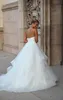 Sweetheart Ruffles Tulle Ball Gown Plus Size Court Train Wedding Dresses With Detachable Straps