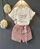 Baby Girl Set Summer Suits Short Tshirts Fashion Shorts Middle and Small Kids Clothing Cotton Designer Clothes8814819