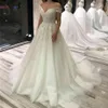 Lace Pearl Wedding Dress Boho Off the Shoulder Simple Vestidos De Noiva 2021 Bridal Gowns For Women Plus Size robe mariee219p