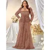 Grande taille col carré paillettes luxe longue paillettes robe de soirée grandes femmes mariage Banquet robe blanche 240116