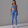 Ensembles actifs Yoga ensemble femmes beau dos croisé sport haut court taille haute entraînement Fitness Leggings tenues Gym course vêtements de sport vêtements