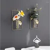 Assiettes décoratives en fer, Vase de fleurs sèches mural, pendentif suspendu, décoration de fond de salon de maison