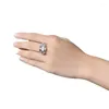 Cluster Ringe Modische 925 Silber Ring Blauer Stein Topas Finger Retro Männer Und Frauen Hochzeit Party Zubehör