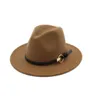 NEW TOP hats for men women Elegant fashion Solid felt Fedora Hat Band Wide Flat Brim Jazz Hats Stylish Trilby Panama Caps 11 col2405445