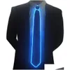 Other Motorcycle Accessories Luminous Led Tie Light Up Funny Ties Necktie For Men Novelty Motorcycle Accessory Drop Delivery Automobil Dhfh0