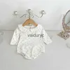 Sets 2023 Autumn New Baby Long Sleeve Bodysuit Newborn Cotton Peter Pan Collar Jumpsuit Solid Infant Girl Clothes Toddler Onesie H240508
