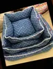 Designer Dog Nest Classic Letter Logo Cowboy Blue Pet Bed Soft and Comfortable Square Cat nest Chenery Fadou corgi Large and Small Warm Dog House kennel