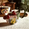 Pots à café cheveux longs fille tasse en céramique princesse française dessin animé imprimé tasse maison petit déjeuner lait thé eau tasses café bureau ami cadeau