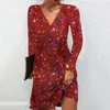 Casual Dresses Shimmering Mini Dress Sequin V Neck Party Club For Women Shiny A-line Solid Color Soft Breathable Pullover Elastic