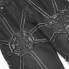 Vintage Gear Patch Punk Jeans High Street Spiderweb Hose mit geradem Bein für Herren, Hose mit weitem Bein, schwarze Cargohose, Y2k-Kleidung, Baggy 240116