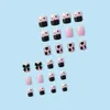 False Nails Reusable 24 Pcs Press On Black Bowtie Gel Nail Kit Artificial Finger Manicure For Girls Women Decoration Art