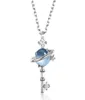 Vackra kvinnor halsband verkliga 925 Silver Natural Blue Topaz Star Key Pendant for Party Gift With Chain1718067