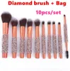 Professionella sminkborstar 10st Set Diamond Brush Pulver Foundation Makeup Tools Eye Shadow Brushs Eyeliner Brow Cosmetic6894539