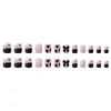 False Nails Reusable 24 Pcs Press On Black Bowtie Gel Nail Kit Artificial Finger Manicure For Girls Women Decoration Art