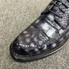 Классические туфли из натуральной крокодиловой кожи, мужские серые броги с ручной росписью из натуральной кожи аллигатора, мужские оксфорды на шнуровке