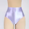 Cuecas sexy homens roupa interior gloss briefs bottoms com nádegas de seda de cintura alta calças suaves calças oleosas troncos de natação plus size