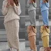 Платье из двух предметов Shujin, осенне-зимний комплект, женские джемперы с длинными рукавами, свитер, юбка, теплый вязаный наряд, топ и брюки S 221207 Drop Deli Dh0O9