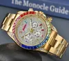 Popular Men Watches full-featured Color Diamonds Ring Shinning Starry Dial Clock Day Date Chronograph Quartz Movement Super Bright Waterproof Wristwatch Gifts