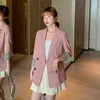 女性のスーツブレザー女性ブレザー韓国ルーズジャケットファッションワークコートアウター秋のキャリア女性ボタンソリッドオフィスジャケットレディ