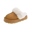 Slippers 2024 Selling Women's Snow Boots Leather And Grass Flat Bottom Half Trailer Thick Warm Large Cotton Shoes