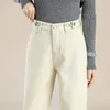 Jeans pour femmes Automne Streetwear Lâche Chaud Denim Femmes Mode Solide Casual Taille Haute Pantalon Pantalon 29284