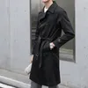 Herren-Trenchcoat, mittellang, schwarz, lässig, zweireihig, winddicht, männlicher Windjacke, Halbsaison, lässig zum Ausgehen, S-6XL