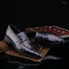 Dress Shoes Yulonggongwu Crocodile Male Leather British Business Formal Men Wear-resisting Rubber Sole