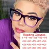 Sunglasses Charming Fashion Purple Reading Glasses Women Square Eyeglasses Frame Anti Blue Light 0 To 600