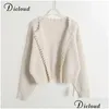 Women'S Sweaters Dicloud Elegant Pear Buttons Black Cardigans Women Autumn Winter Oversize Long Sleeve Fashion Ladies Knitted Jacket Dh1Gf