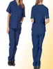 Women039s Pants Capris Solid Color Unisex Men Women Short Sleeve V Neck Nurses Scrubs TopsPants Nursing Working Uniform Set 7295133